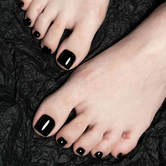 Pure black UV gel toe nail stickers