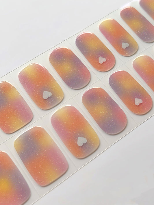 Colorful love UV gel nail stickers