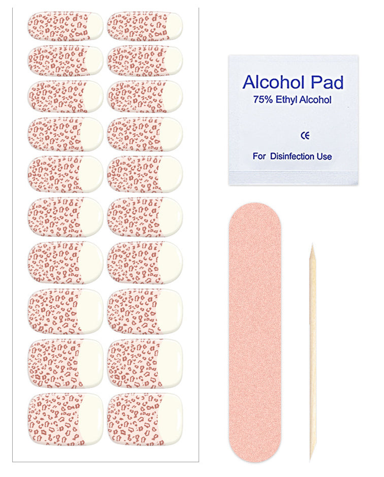 Pink leopard print UV gel nail stickers